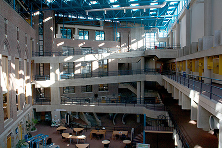 This interior courtyard is the building's most recent addition.